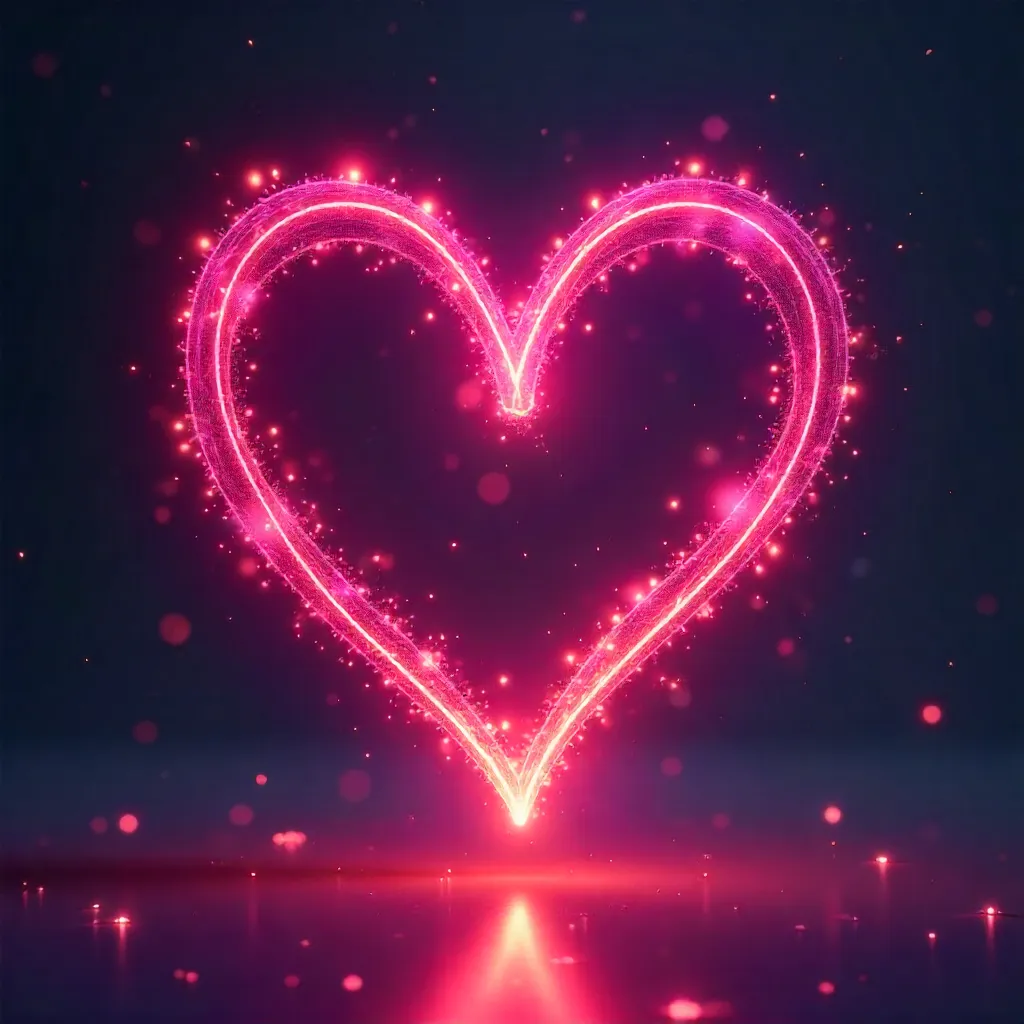 Dynamic Neon Heart of Light: Love and Energy