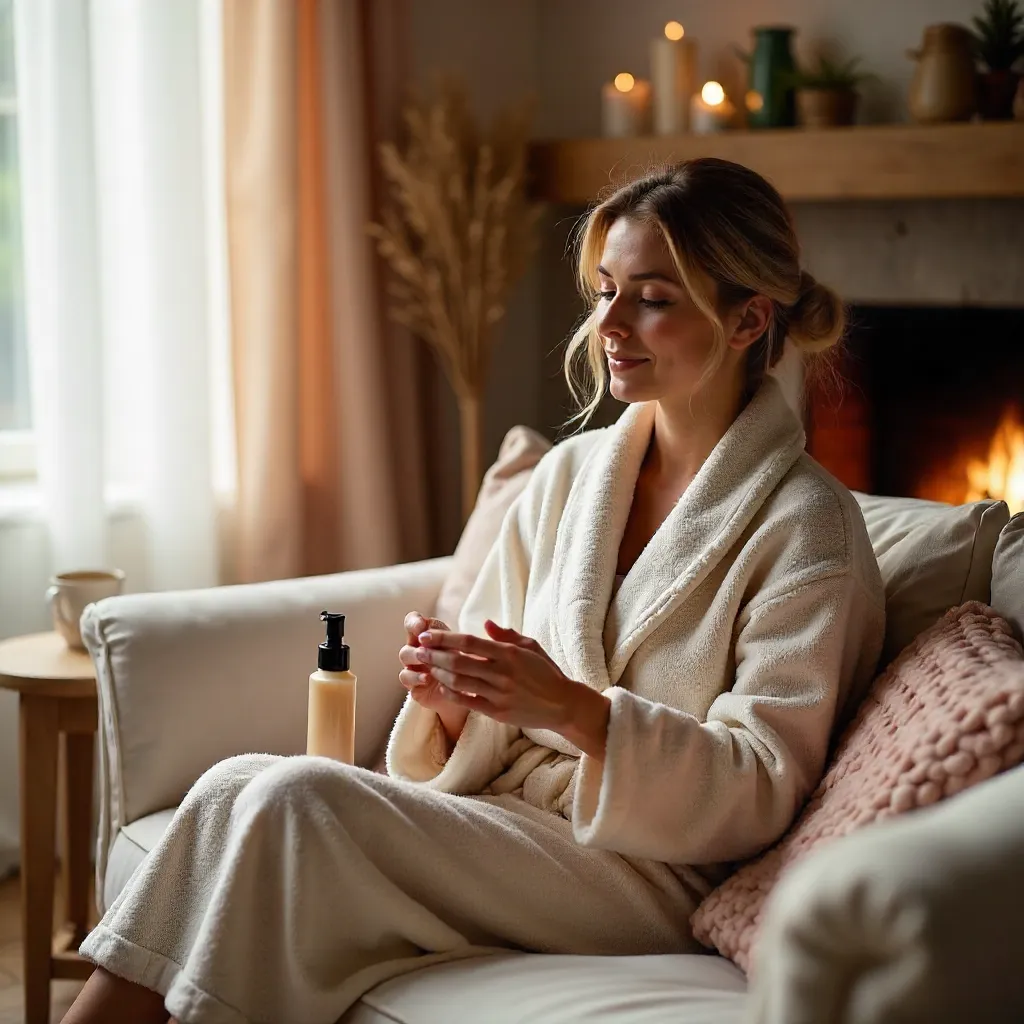 Cozy Self-Care Lotion Ritual by the Fireplace