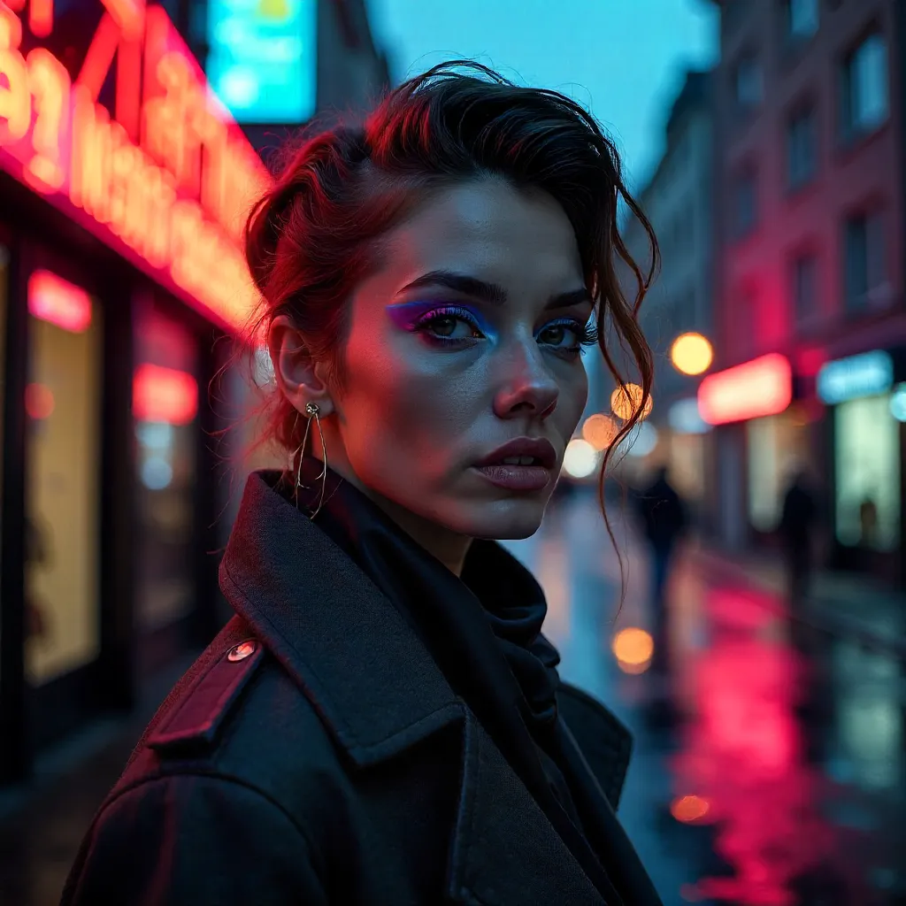 Berlin Portrait: Thoughtful Woman with Colorful Eyeliner