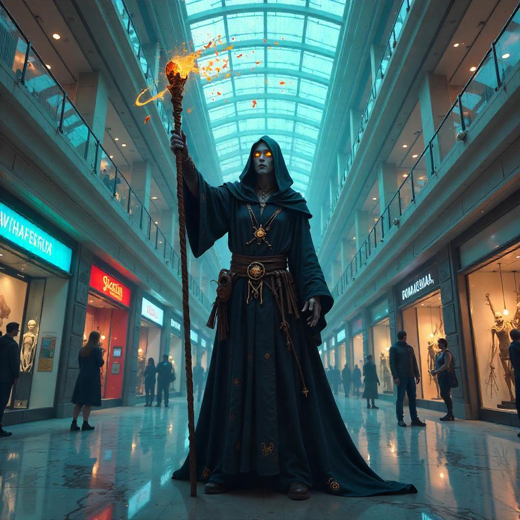 Neon Mall Necromancer: Concept Art Encounter
