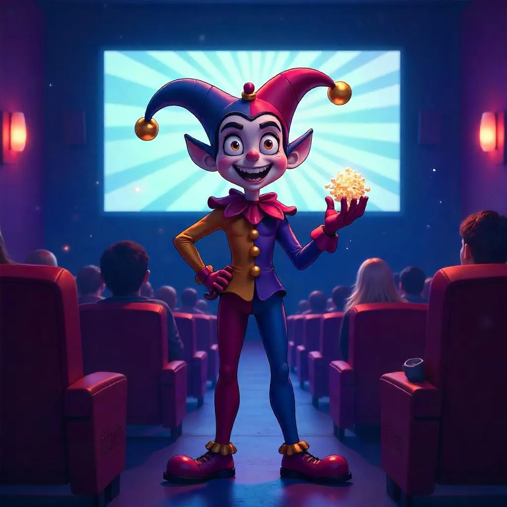 Anime Jester in a Dim Movie Theater
