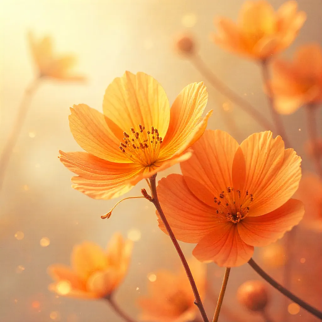 Dreamy Abstract Orange Bloom in Soft Light