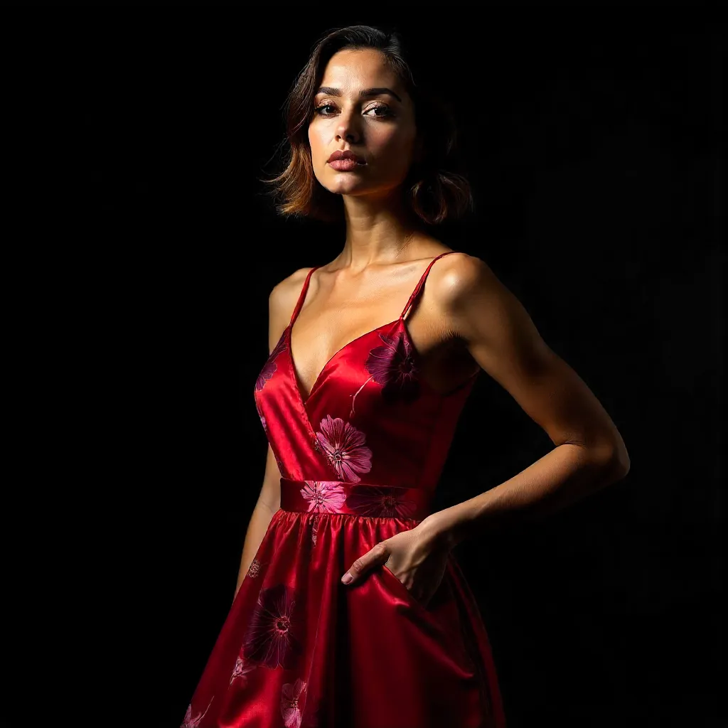 Red Floral Elegance in Dramatic Lighting