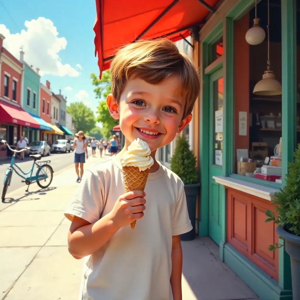 Sunny Day Ice Cream Joy Outside Shop