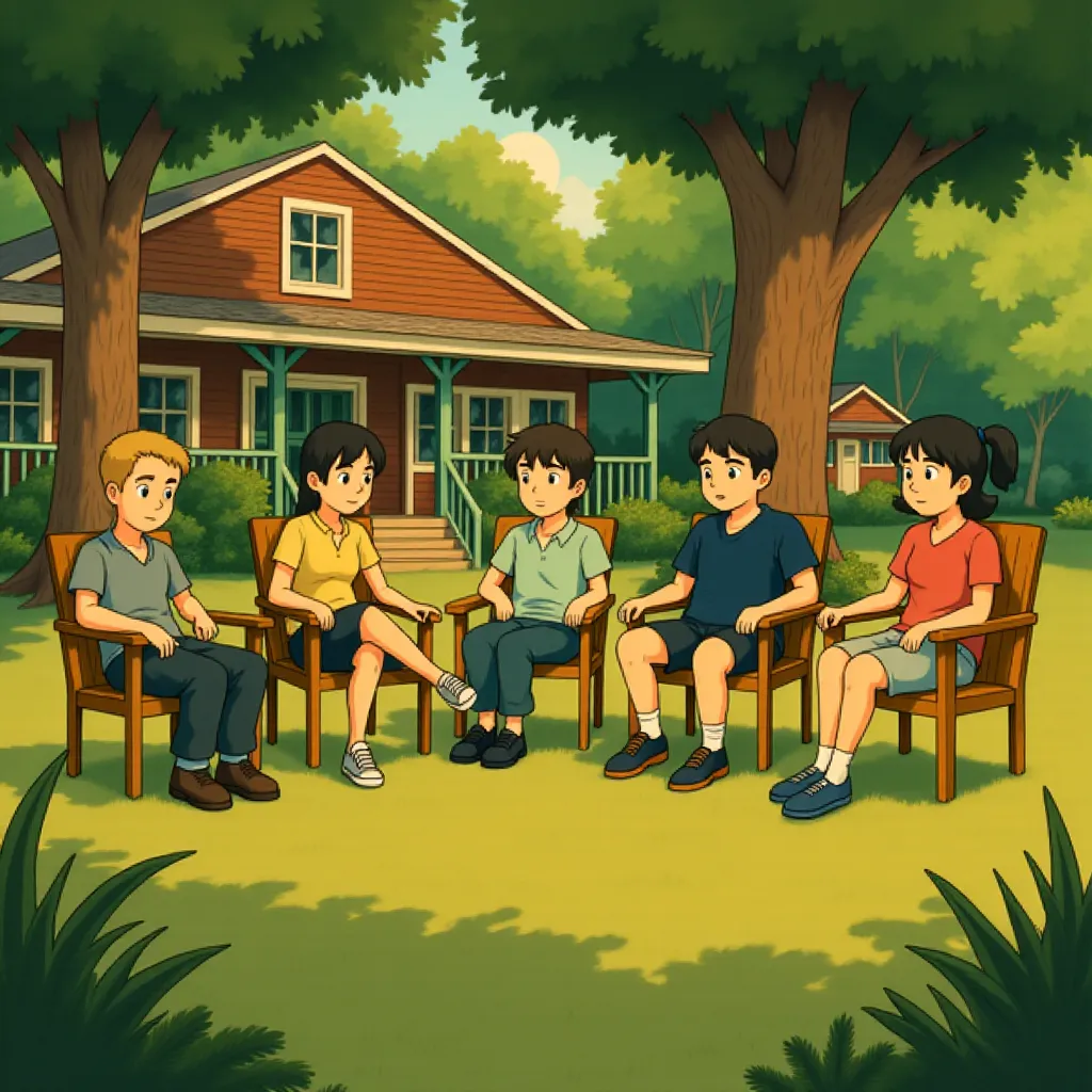 Adam Sandler, Chris Rock, Rob Schneider, David Spade, and Kevin James in Grown Ups (2010) - Anime style