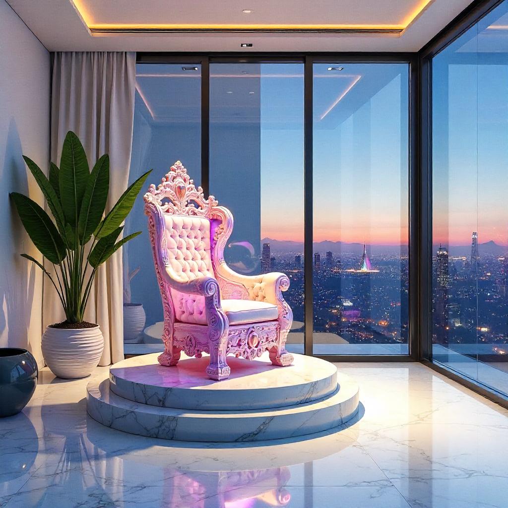Crystal Throne in a Penthouse Skyline