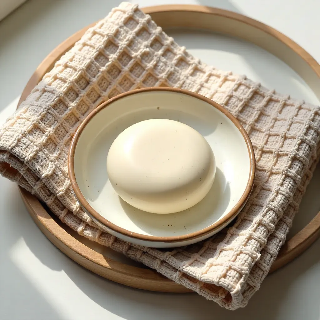 Top-View Spa Soap Dish on Textured Towels