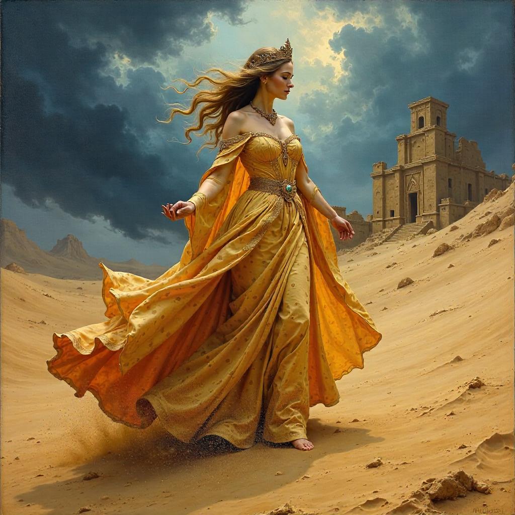 Princess in a Sandstorm: An Oil Painting