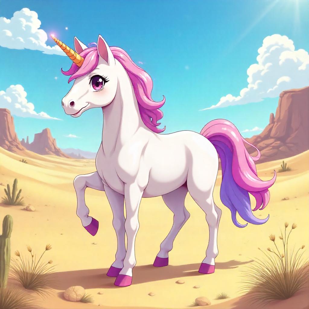 Desert Mirage: Anime Unicorn in the Sun