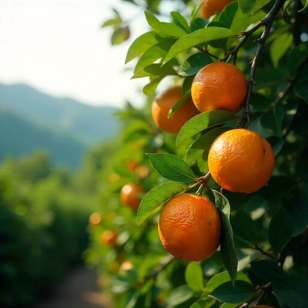 Lush Jeju Orange Tree Amid Green Foliage