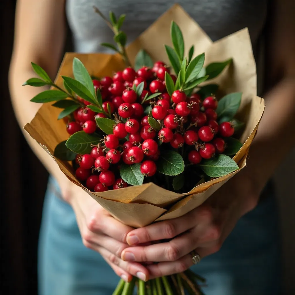 Vibrant Red Berries Bouquet in Kraft Paper