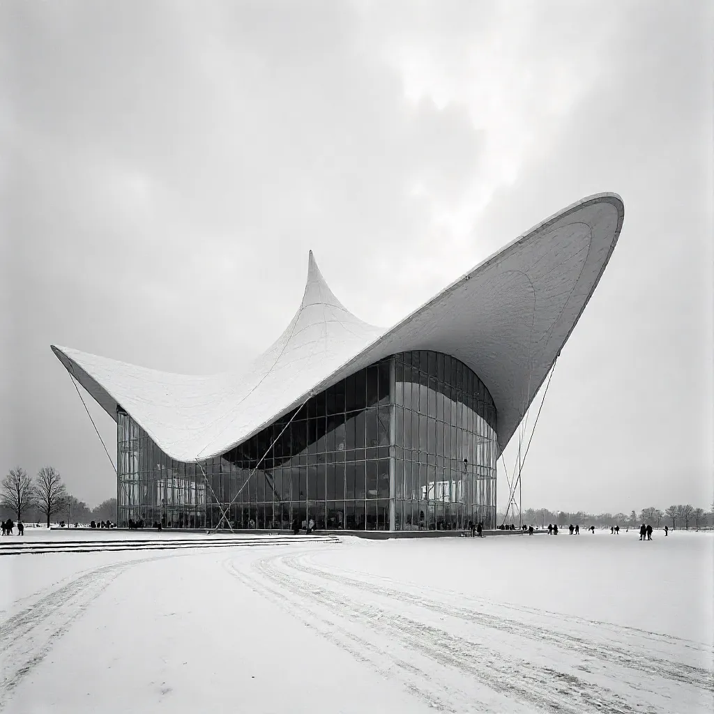 Monochrome Khan Shatyr Rising in Snowy Astana