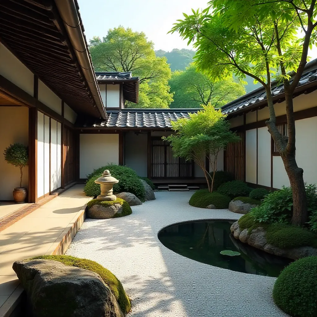 Peaceful Kyoto Courtyard with Zen Garden
