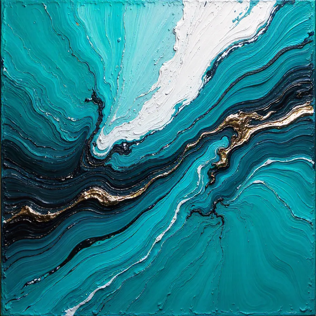 Dynamic Turquoise Swirl: A Modern Abstract Painting