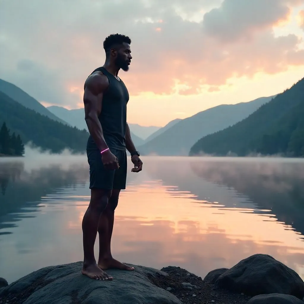 Athletic Black Man by the Lake - Concept Art