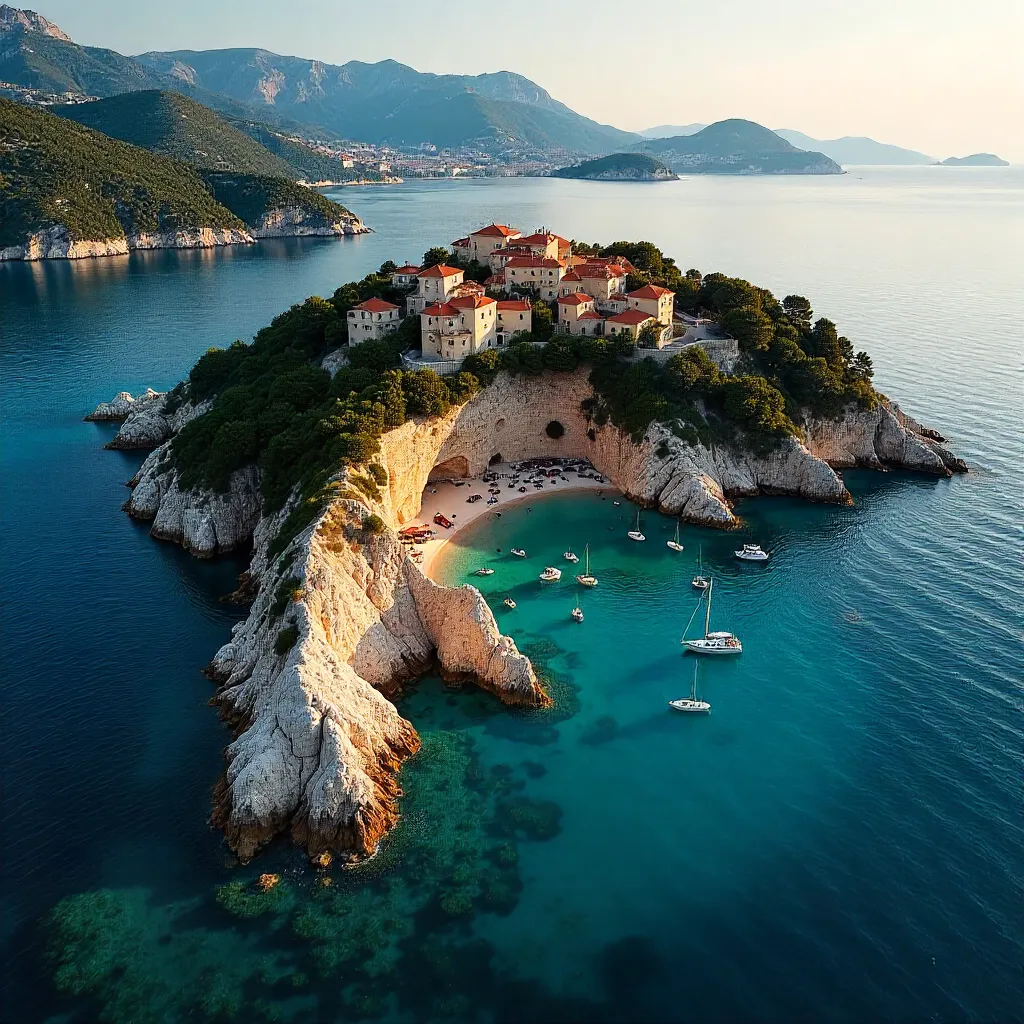 Aerial View of a Croatian Island near Dubrovnik