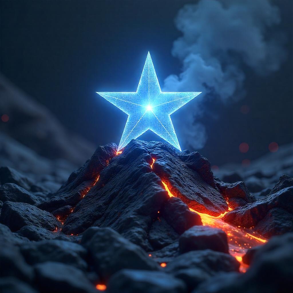 Celestial Star on Volcanic Rocks - 3D Render