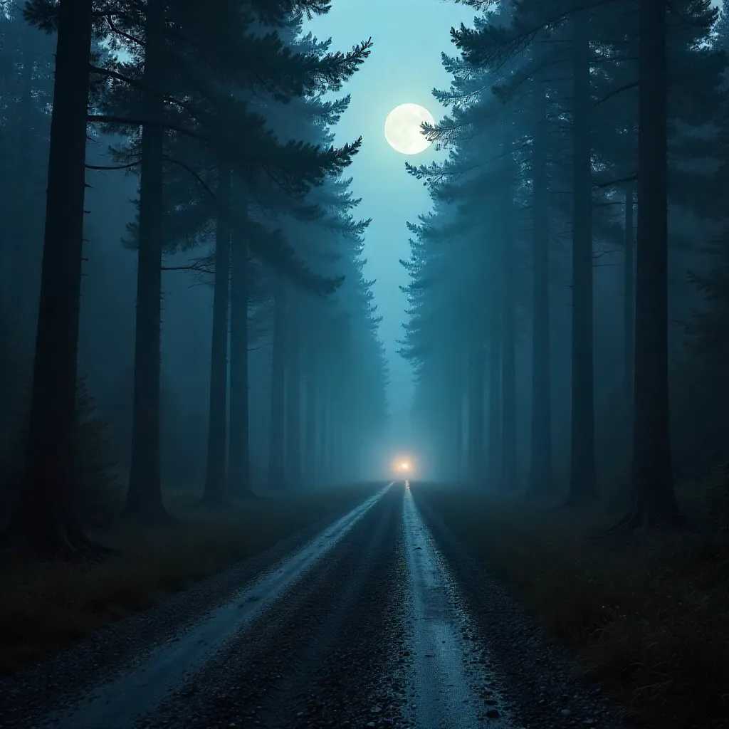 Twilight Fog on the Forest Road