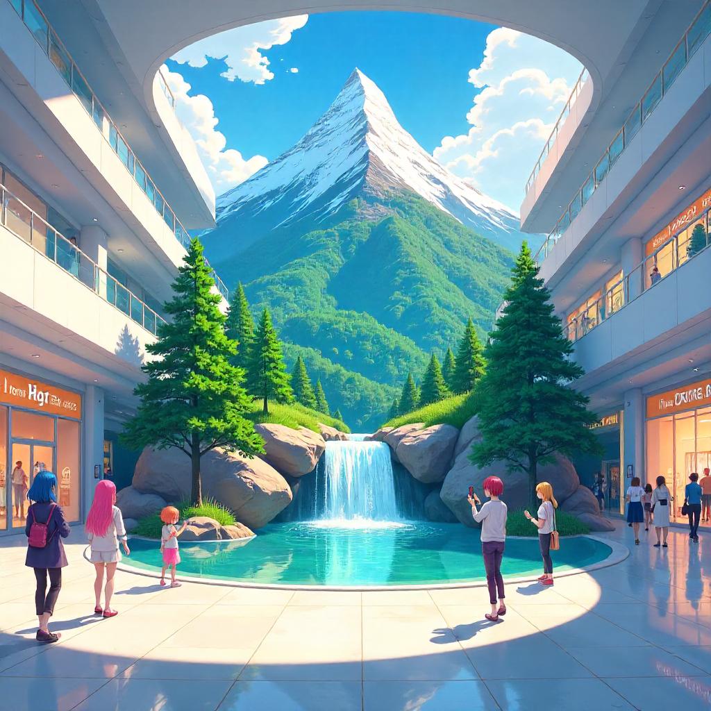 Anime Mountain in a Shopping Mall Atrium