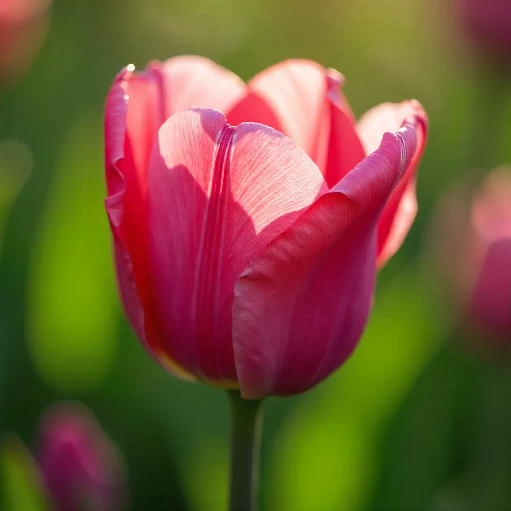 Close-Up Pink Tulip in a Lush Spring Garden