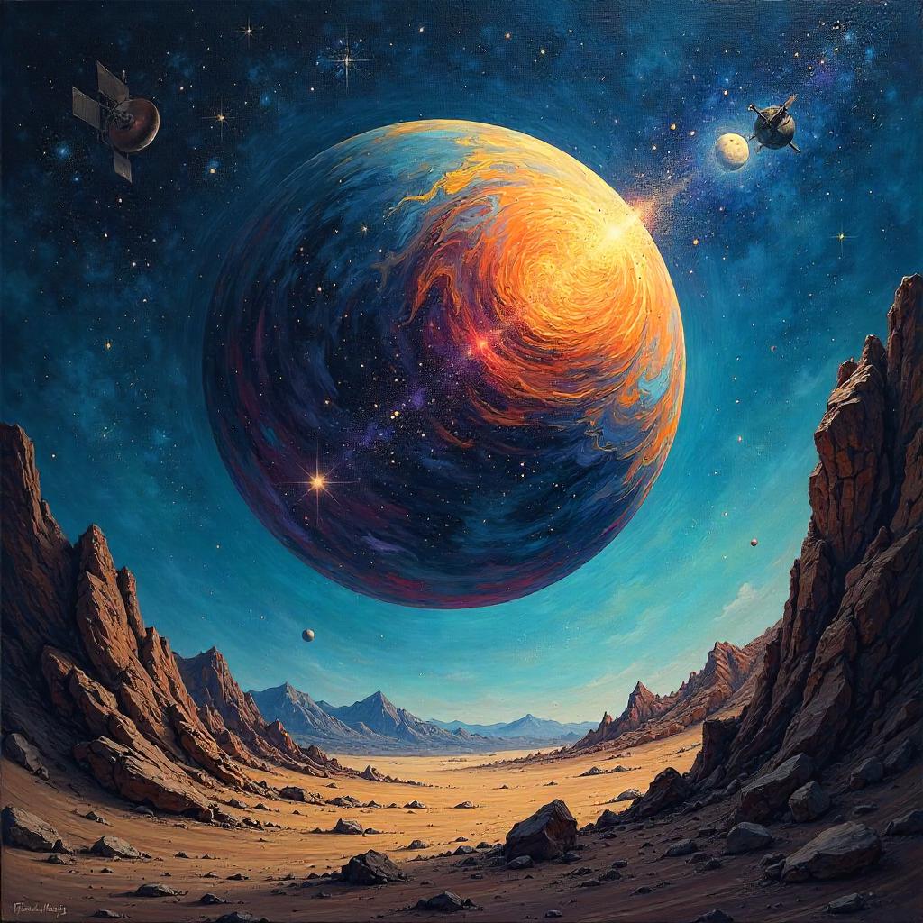 Cosmic Oil Painting: The Magic Orb in Space