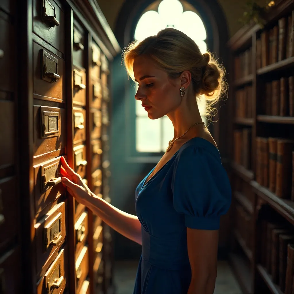 Blue-Dress Blonde by Vintage Library Cabinets