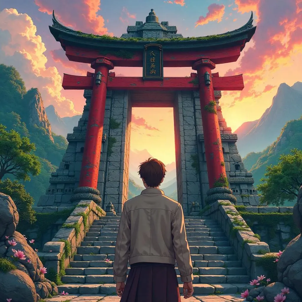 Anime Hero Before the Ancient Temple