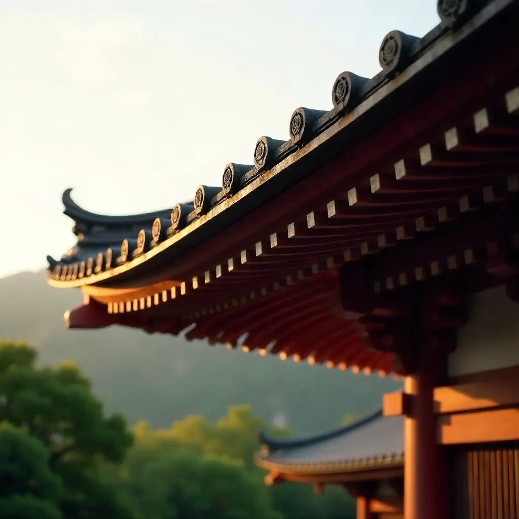 Close-Up of an Ornate Kyoto Temple Roof