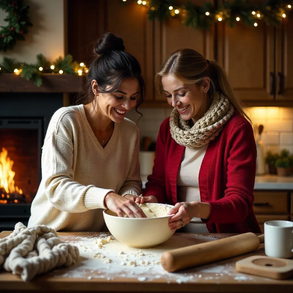 Two Women Kneading Dough by Festive Hearth