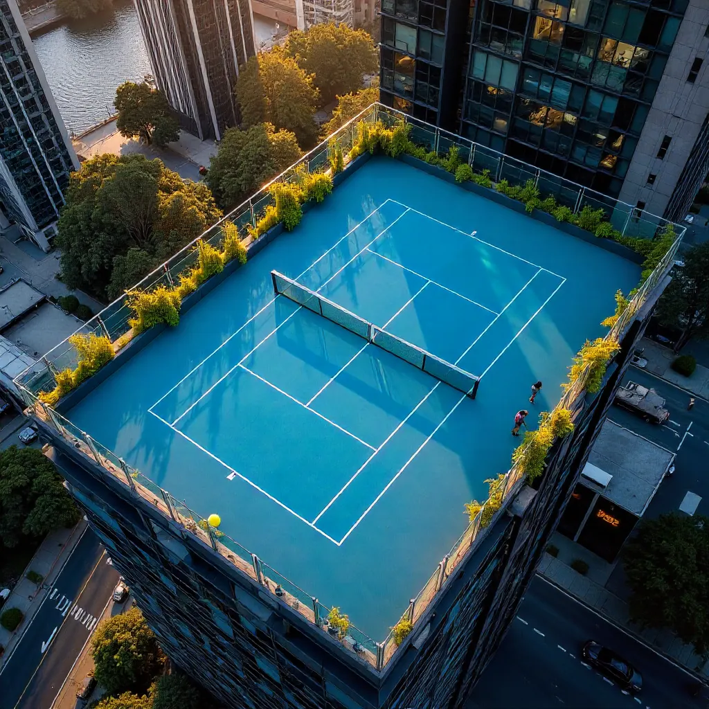 Melbourne Rooftop Tennis Court Aerial View