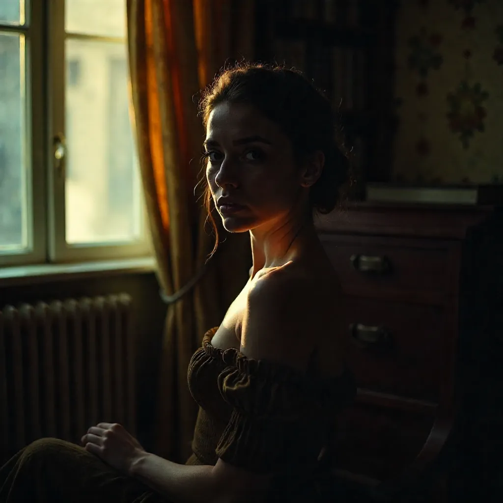 Shadows and Thoughts: A Mysterious Indoor Portrait
