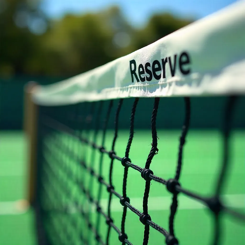 Close-Up Net with Reserve Text on Bright Green Court
