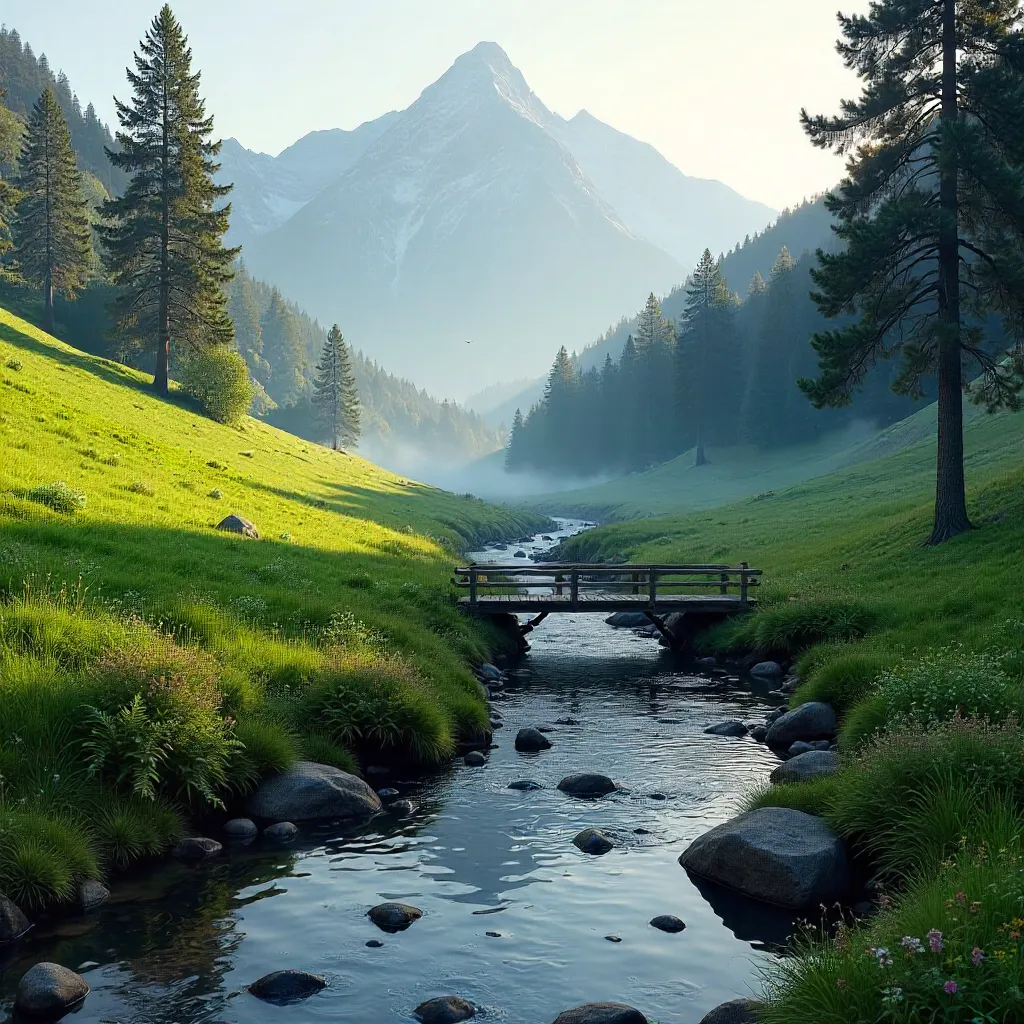 Misty Tyrolean Stream in Kuhtai Valley