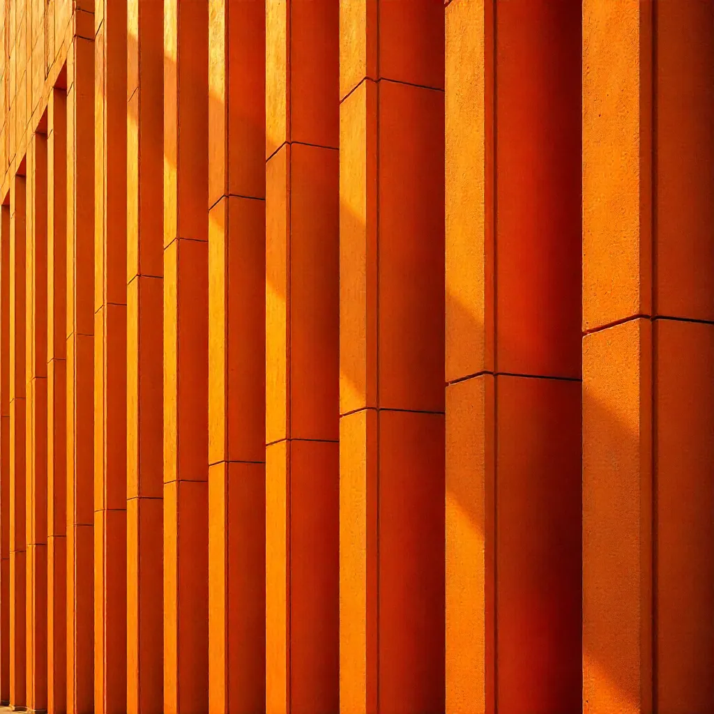 Abstract Orange Facade: Vertical Elegance