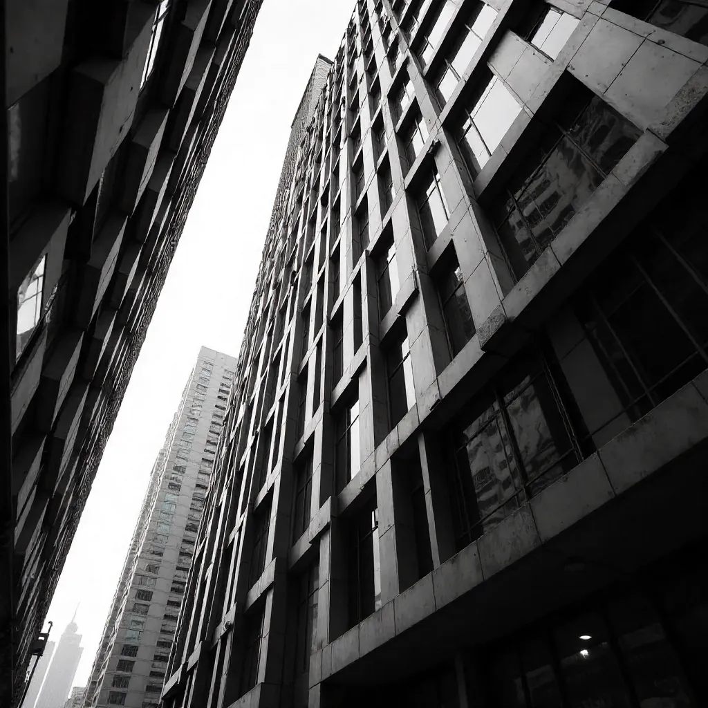 Dubai Noir: Abstract Monochrome Facade