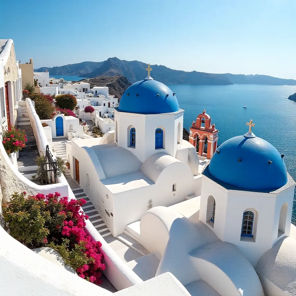 Breathtaking Fira: White Santorini with Blue Domes