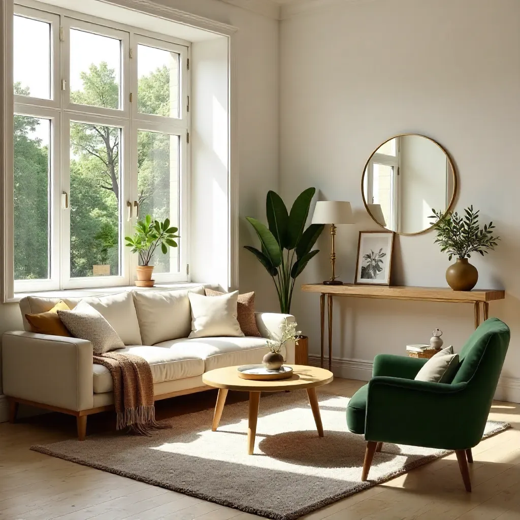 Cozy Corner: Natural Light and Elegant Living Room