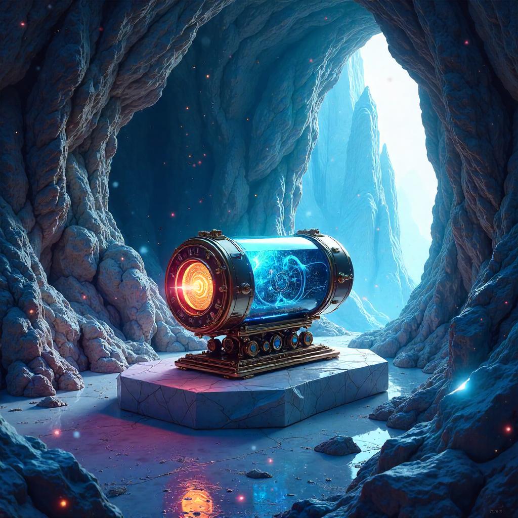 Time Machine in a Crystal Cave - Digital Art