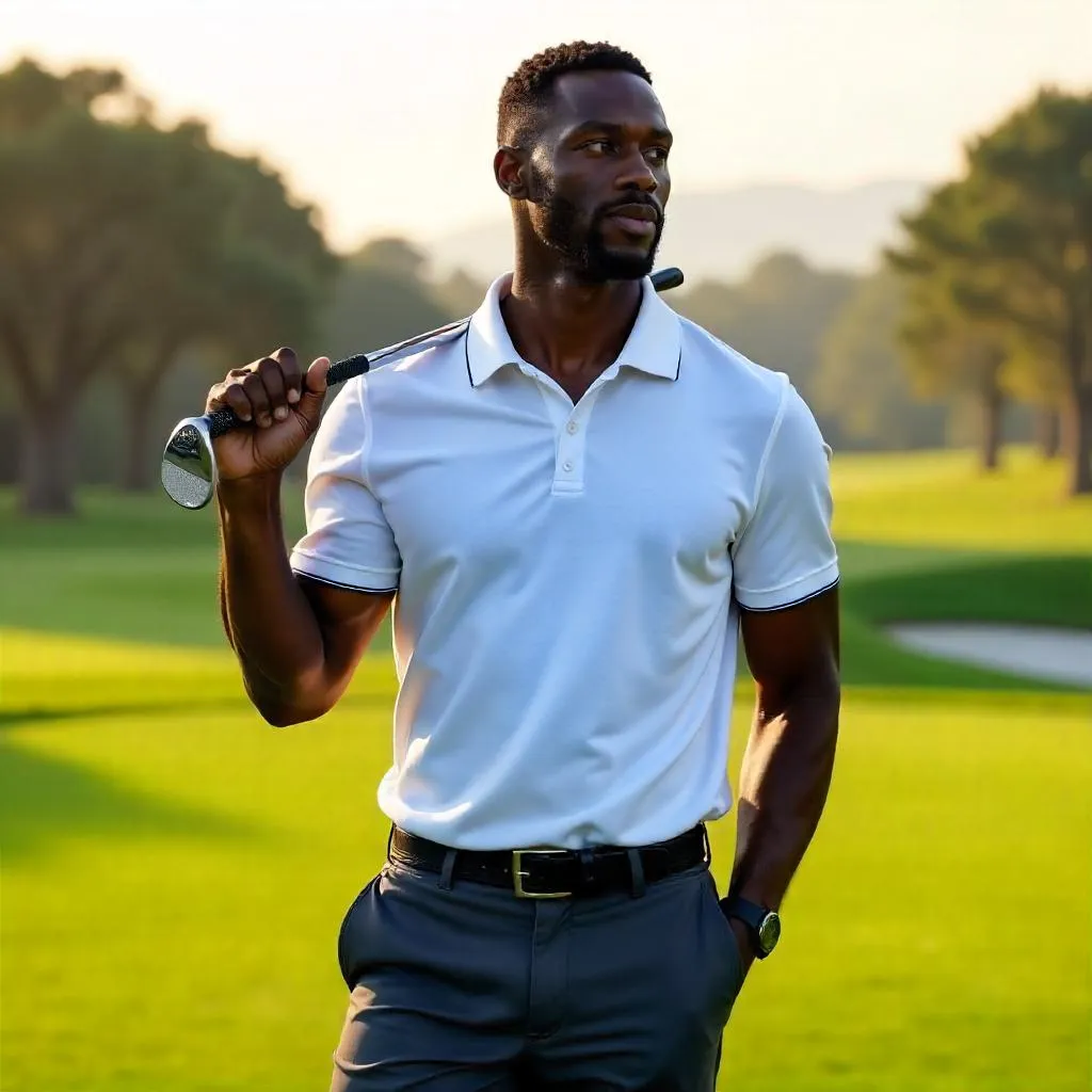 Photorealistic Black Professional on a Golf Course