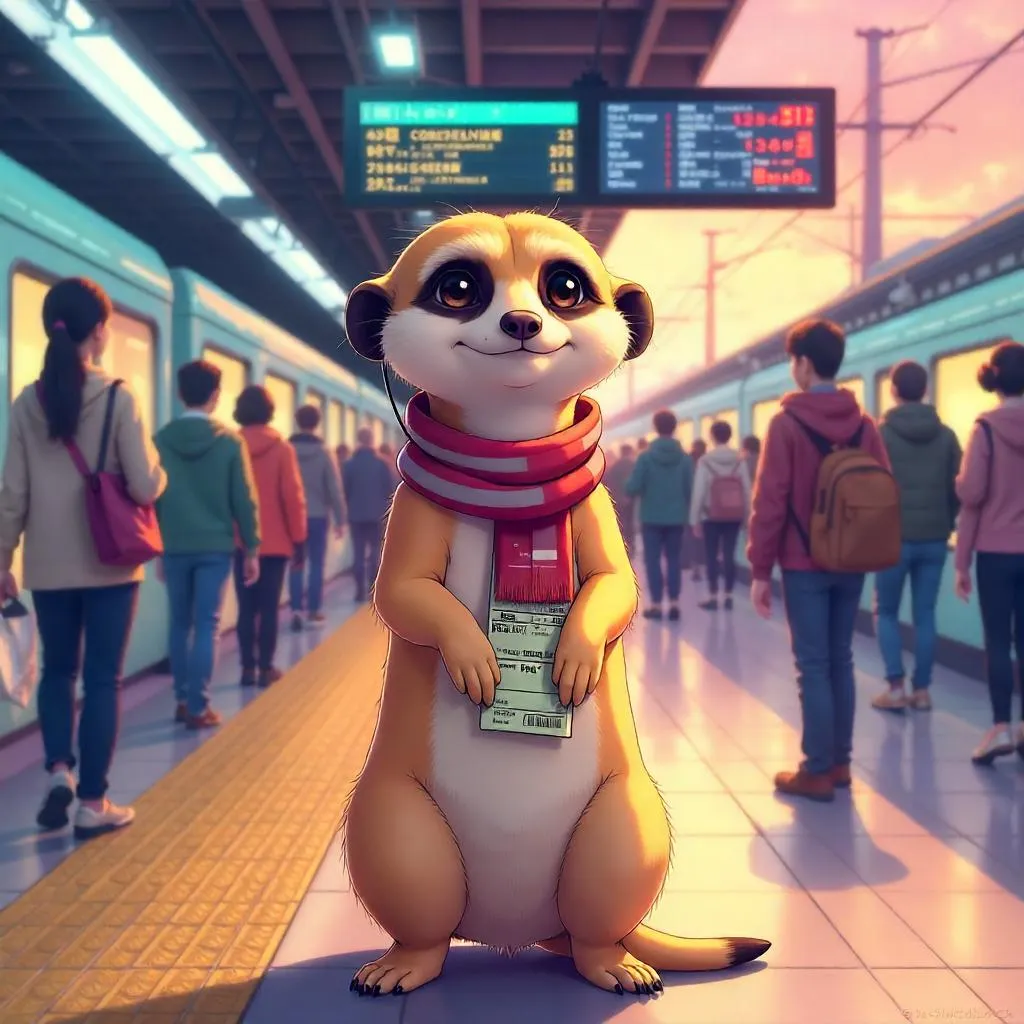 Meerkat in an Anime Train Station