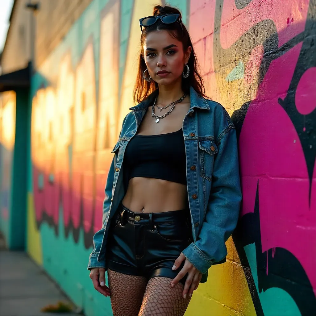 Confident Street Style Against Graffiti Backdrop