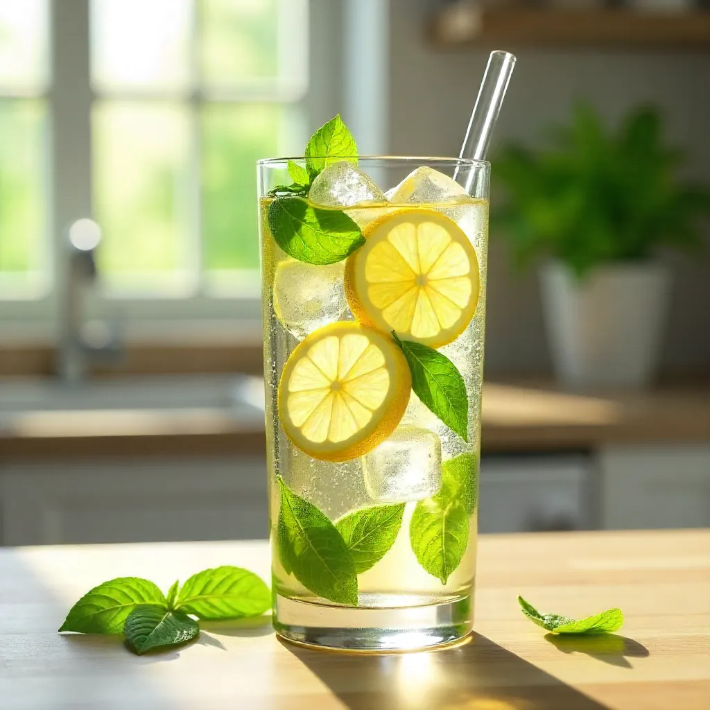 Vibrant Lemon-Basil Infused Hydration Glass