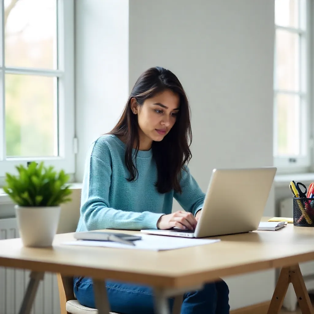 Concentrated Indian Freelancer at a Bright Workspace