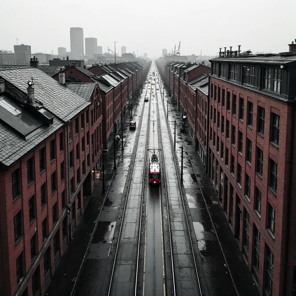 Monochrome Aerial Street Scene in Hamburg