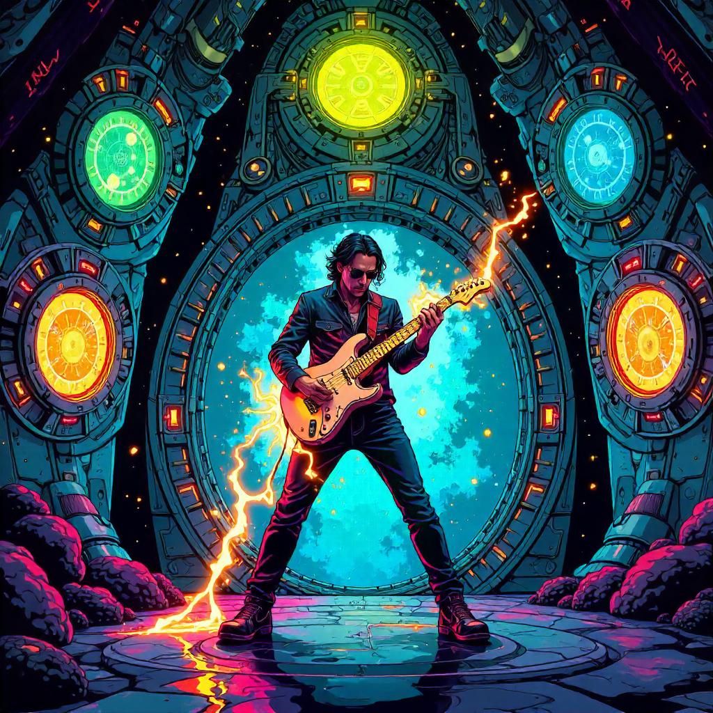 Musician in a Portal Chamber - Comic Style