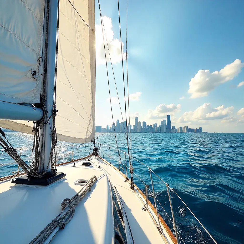 Mast and Sails Against Chicago's Open Sky