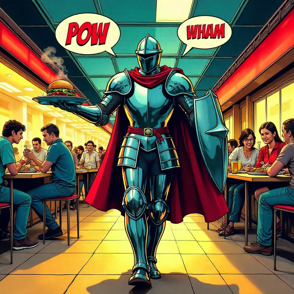 Knight in the Food Court: Comic Book Splash
