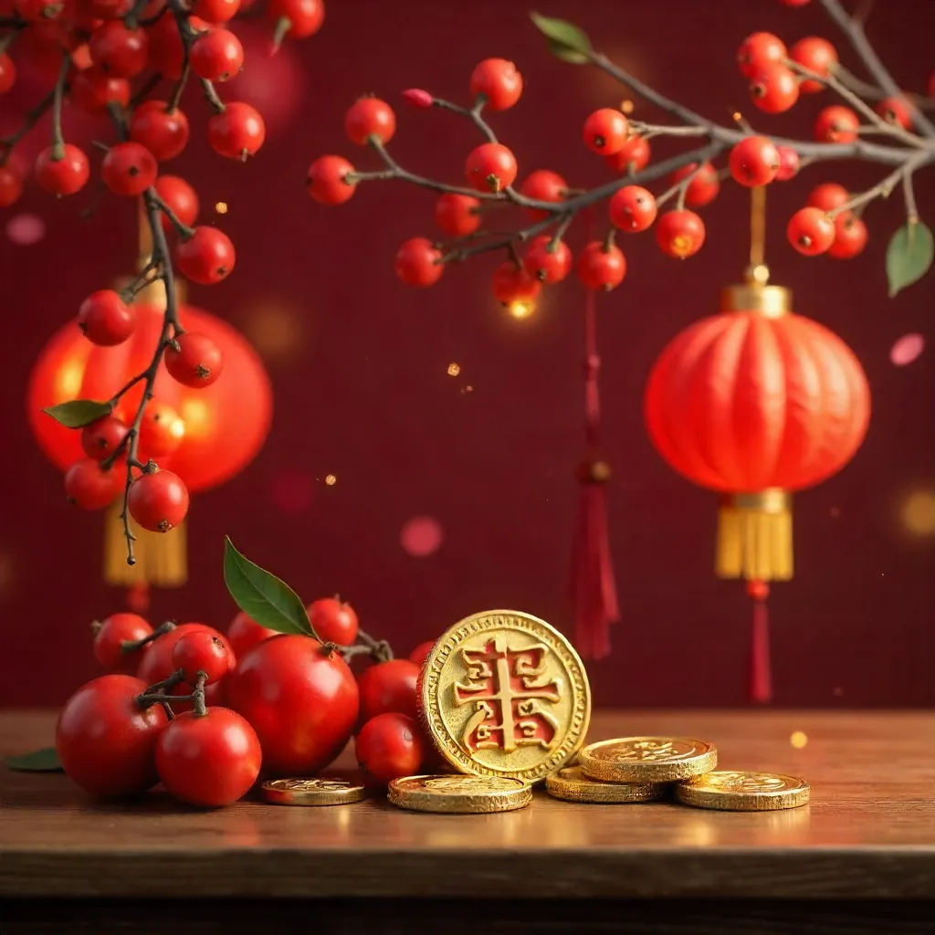 Prosperity Gala: Red Berries and Gold Coins