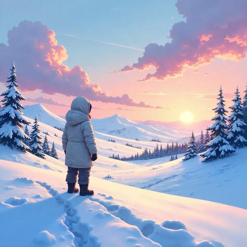 Painterly Anime Tundra Landscape