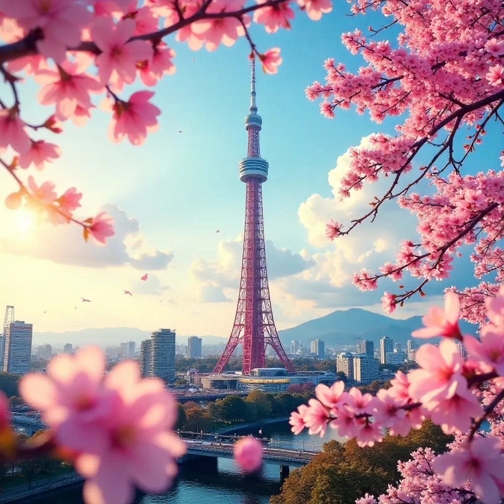 Sakura Skyline: Skytree Above Sumida in Spring